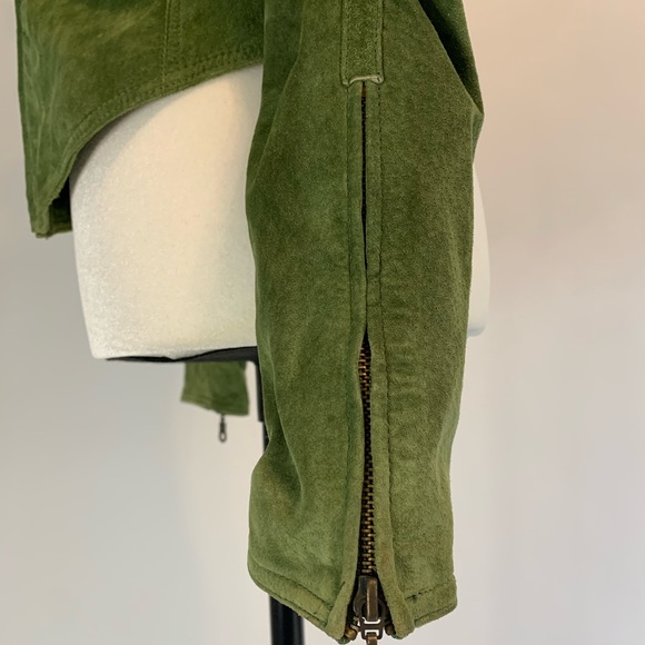 Aldo Sage Green Suede Moto Jacket Size Large - Picture 12 of 16